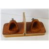 Image 2 : Book - Vintage Chlean Gaucho Bookends (leather & Carved wood)