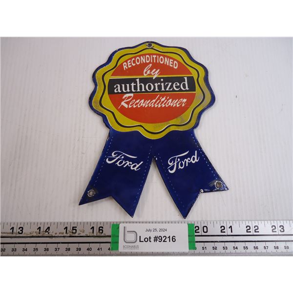 Ford Reconditioner Porcelain Sign- 41/2 x 8
