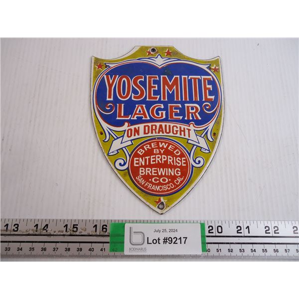 Yosemite Lager Porcelain Sign-51/2 x 7