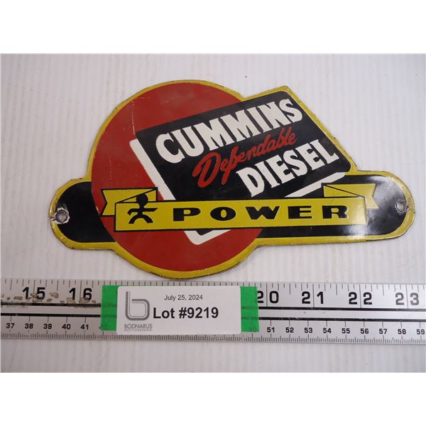 Cummins Diesel Porcelain Sign-41/2 x 8