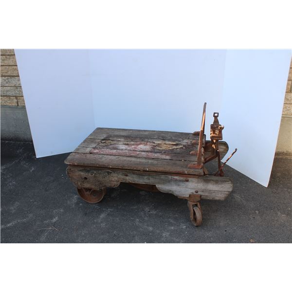 ** Antique Railway Cargo Transport Cart - 25 x 43 - Some Damage