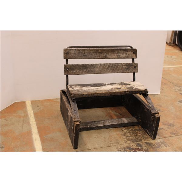 * Vintage Mounted Wooden Wagon Seat w/ Spring Assembly - 30 x 30 x 29H