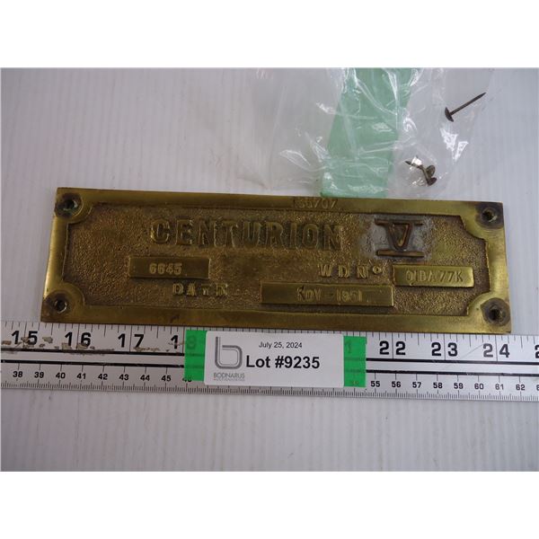 Brass Industrial Manufacturers Plaque-Centurion V