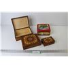 Image 1 : 1992 Crayola Crayon Tin - ()3) Vintage Hand Decorated Nesting Boxes - Pyrography