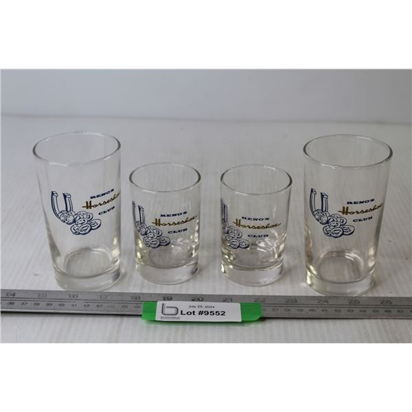 (4) Reno's Horseshoe Club Glasses