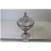 Image 1 : Early Purple Pressed Glass Covered Dish (minor rim chips)