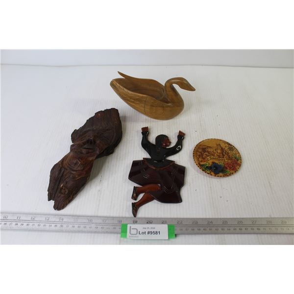 (4) Carved Wood Items