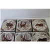 Image 2 : (9) Vintage German Wildlife Ceramic Tiles (some tiles missing frames)