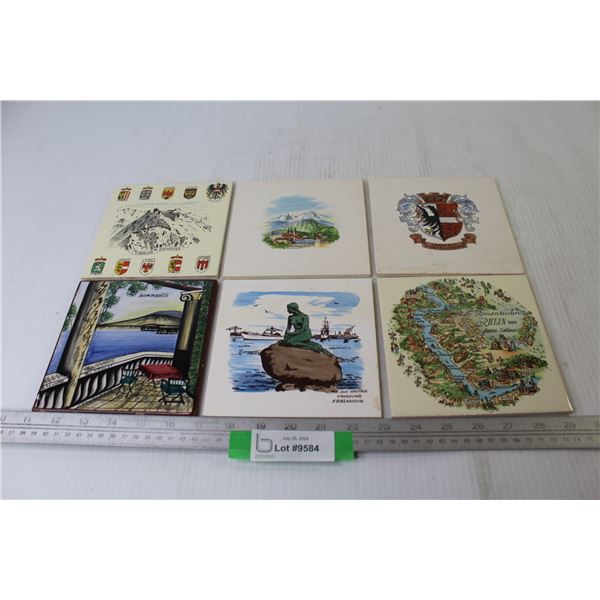 (6) Vintage Assorted Ceramic Tiles