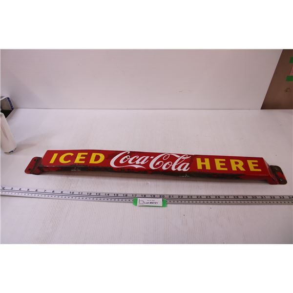 Porcelain Coca Cola Door Push - 33" - Some Damage