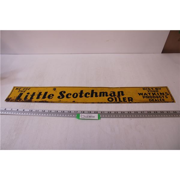 Tin Little Scotchman Oiler Sign - 28 x 4