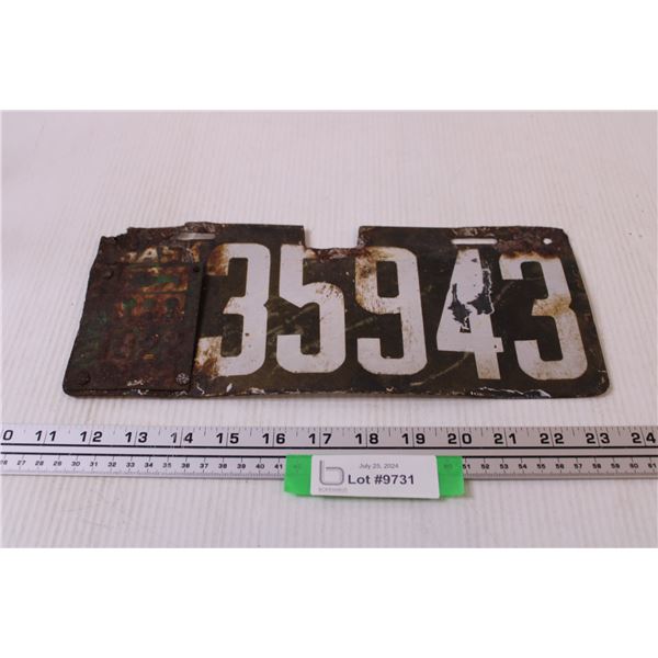 Saskatchewan License Plate 1922
