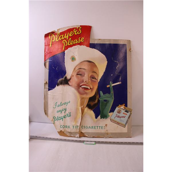 Vintage Player's Cigarette's Advertisement - Cardboard - 25 x 32 Some Damage