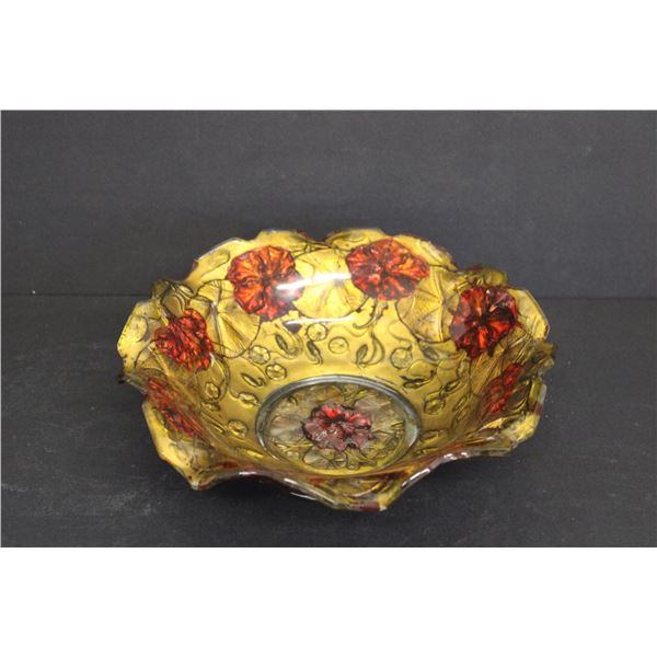 Vintage Reverse Painted Goofus Glass Bowl