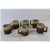 Image 4 : Tequila Supremo Leather Wrapped Bottle - (6) Signed Studio Pottery Espresso Mugs