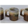 Image 6 : Tequila Supremo Leather Wrapped Bottle - (6) Signed Studio Pottery Espresso Mugs