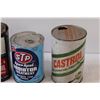 Image 3 : (3) Motor Oil Tins (Castrol, International, Motomaster) & STP Radiator Treatment (Full)