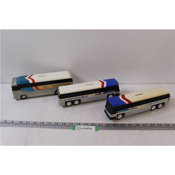(3) Greyhound Bus Money Bank (One Missing Cap)