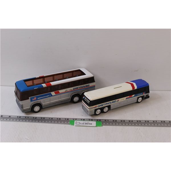(2) Greyhound Bus (Pull Back Toy & Money Bank)
