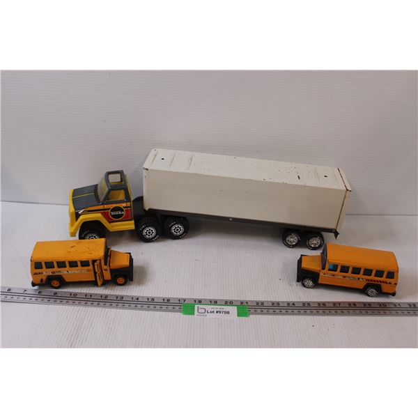 Tonka Semi & Trailer & (2) School Buses - As is