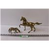 Image 1 : (2) Metal Horse Figurines - 7" & 3" Tall
