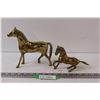 Image 1 : (2) Metal Horse Figurines - 7" & 3" Tall