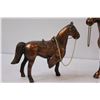 Image 3 : (3) Metal Horse Figurines - 7" & 6" & 4" Tall - Some Damage, Missing Leg