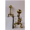 Image 4 : (2) Brass Fire Log Stands Pair - 14" Tall x 18" Long