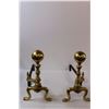 Image 5 : (2) Brass Fire Log Stands Pair - 14" Tall x 18" Long