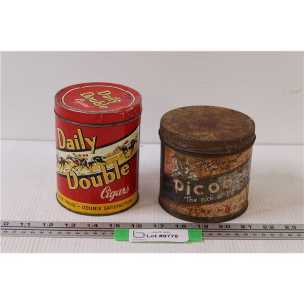 (2) Tobacco Tins - 5" & 4" Tall