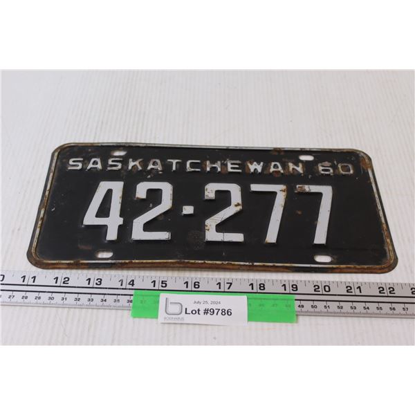 Saskatchewan License Plate 1960