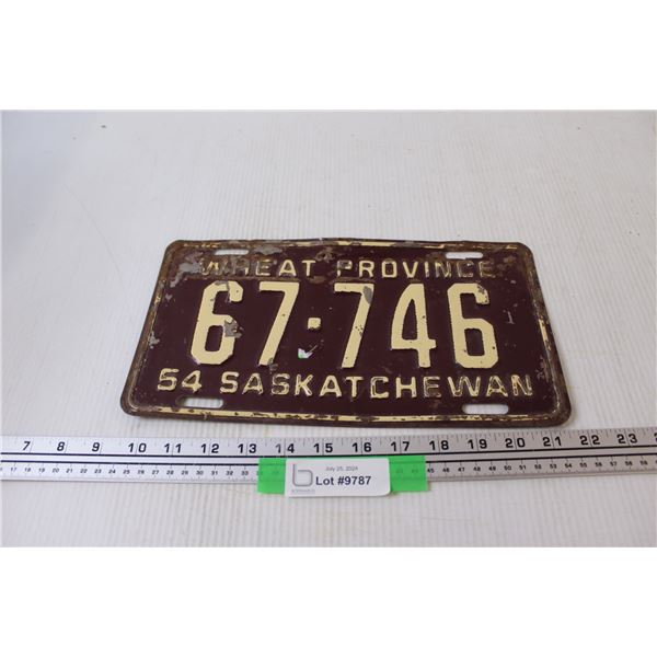 Saskatchewan License Plate 1954