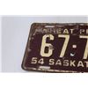 Image 2 : Saskatchewan License Plate 1954