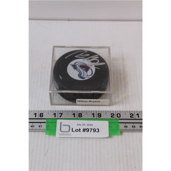 Milian Hedjduk Hockey Puck in Case - Signed - Unauthenticated