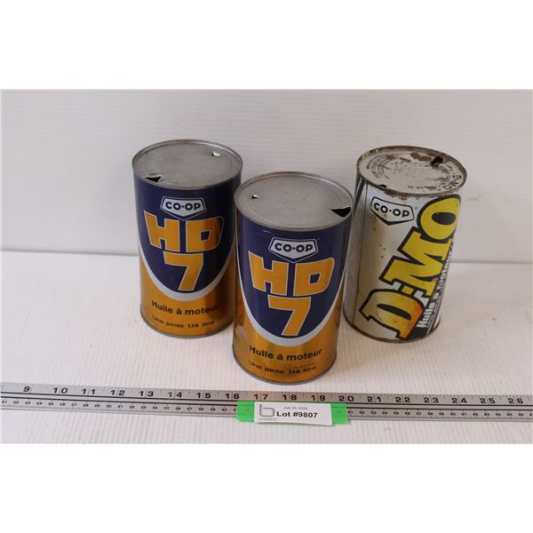 (3) Co-op Motor Oil Tins