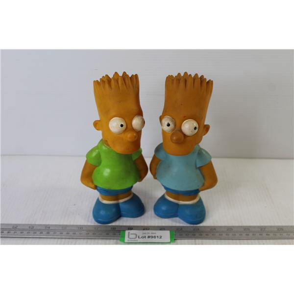 (2) Rubber Bart Simpson Banks (one bottom plug missing)