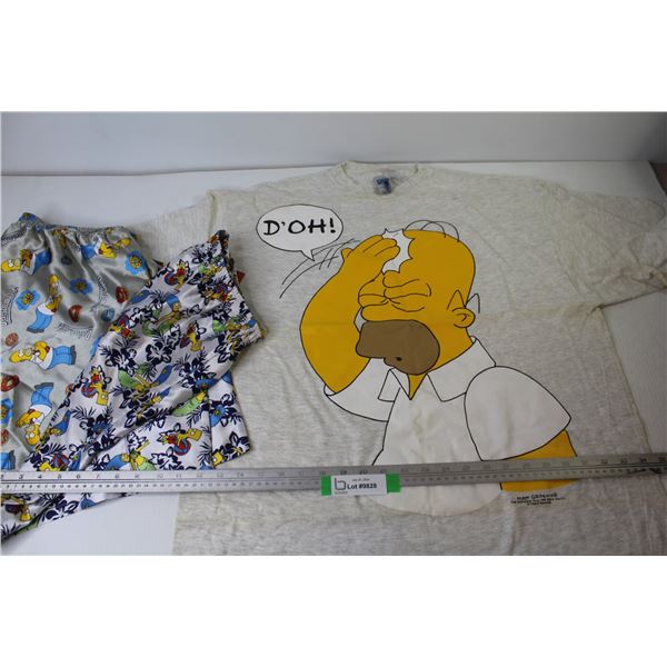 (2) Pairs of Simpsons Shorts (Size Lg) - Homer Simpson T-Shirt (Size Xl)