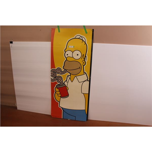 Homer Simpson Plastic Sign (holes - cracks - 24" x 56")