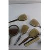 Image 3 : (7) Vintage Vanity Items - Brushes, Comb, and Mirror - (2) Vases