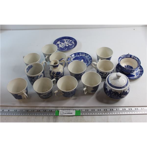(16) Pieces of Flow Blue China