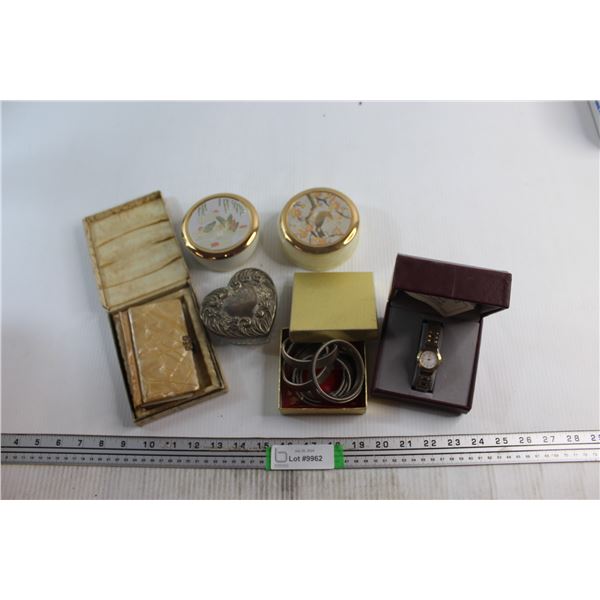 Cardinal Watch, (3) Small Jewellery Boxes, Religious Book and Misc.