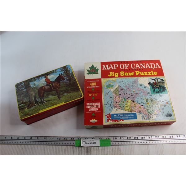 Map of Canada Puzzle and RCMP Tin