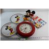 Image 1 : (6) Disney Collectibles - Mickey Mouse Wall Clock, Trays, MK-US Flag and Misc.