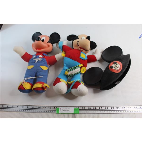 (2) Mickey Mouse Dolls and Hat - Disney