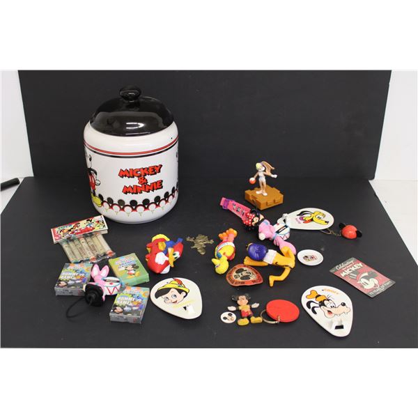 Disney Mickey Mouse Cookie Jar and Assorted Disney Toys