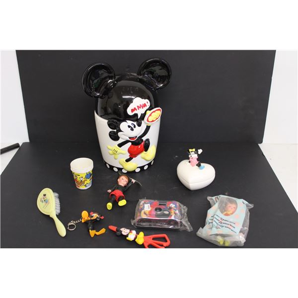 Disney Mickey Mouse Cookie Jar (Crack on Ear) and Assorted Disney Toys