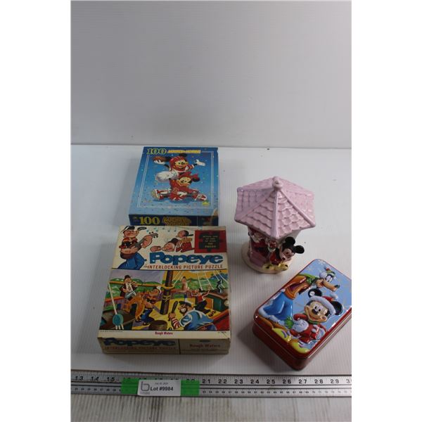 Disney and Popeyes Puzzles and Disney Collectibles
