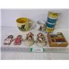 Image 1 : (4) Espresso Cups,(2) Coffee Cups, Coasters,(2) Wall Hangers and (2) WWF Decorations
