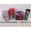Image 1 : (5) Olympic Plastic Glasses, Spiderman Tin, Travel Mug and Decorative Box
