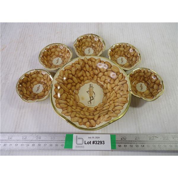 Vintage Mr. Peanut Tin Peanut Bowl with (5) Individual Bowls